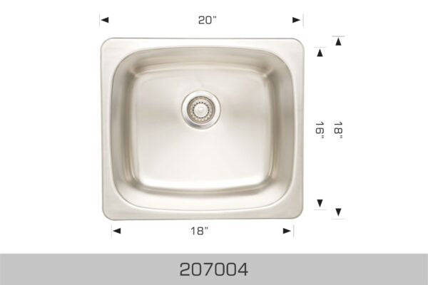 207004 Undermount Single Bowl Stainless Steel Kitchen Sink