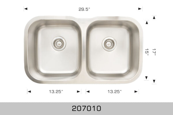 207010 Undermount Double Bowl Stainless Steel Kitchen Sink