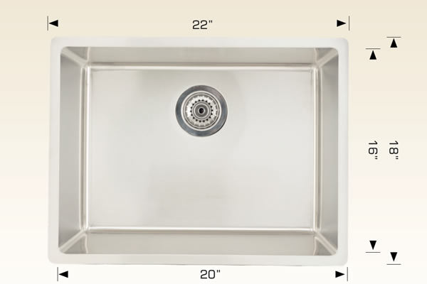 208018 Undermount Single Bowl Stainless Steel Kitchen Sink
