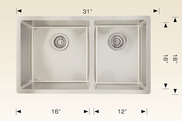 208021 Undermount Double Bowl Stainless Steel Kitchen Sink