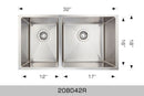 208042R Undermount Double Bowl Stainless Steel Kitchen Sink