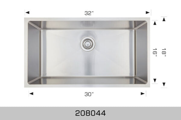 208044 Undermount Single Bowl Stainless Steel Kitchen Sink