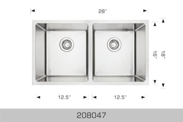 208047 Undermount Double Bowl Stainless Steel Kitchen Sink