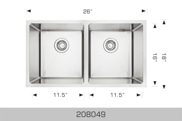 208049 Undermount Double Bowl Stainless Steel Kitchen Sink