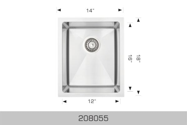 208055 Undermount Single Bowl Stainless Steel Kitchen Sink