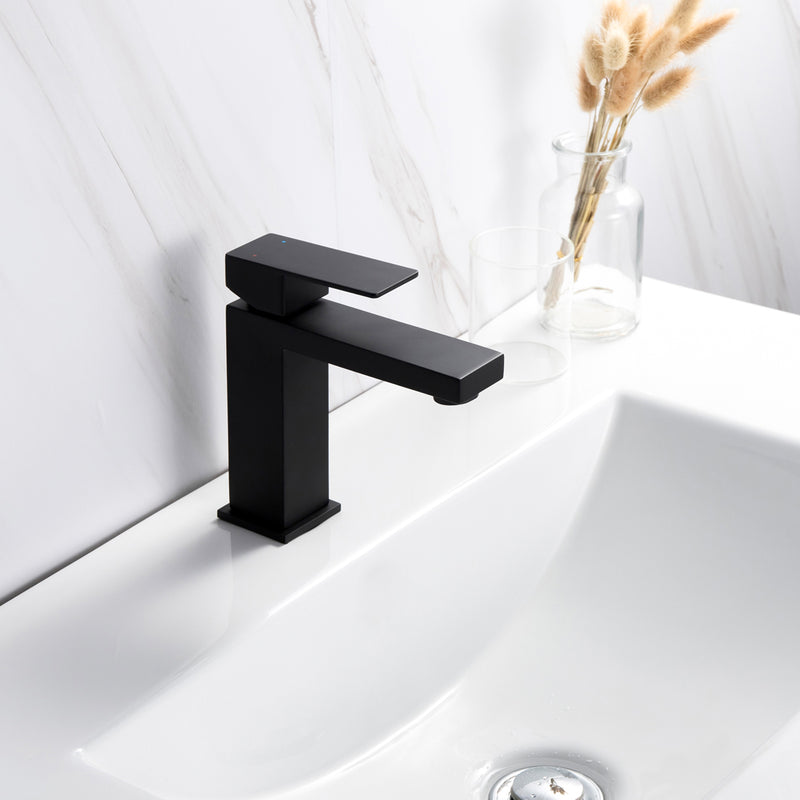 Matt Black 1 Hole Single-Handle Bathroom Faucet B23101312