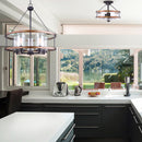 CANMORE Chandelier (oil rubbed bronze & brushed wood)