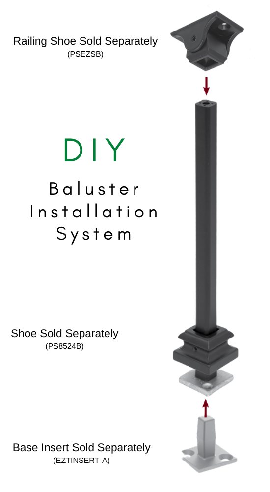 STAIR BALUSTER PT48144B 1/2″SQ. TUBULAR PICKET WITH DOUBLE BASKET & SINGLE TWIST 44″ – SATIN BLACK