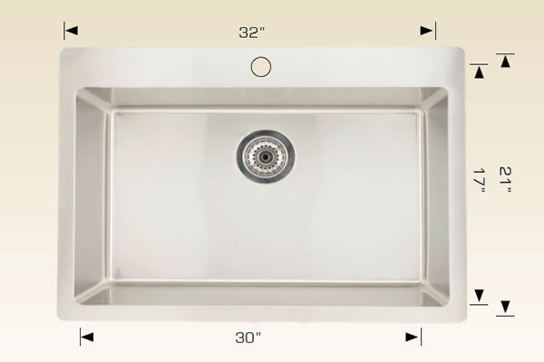 T208037 Drop-In Single Bowl Stainless Steel Kitchen Sink